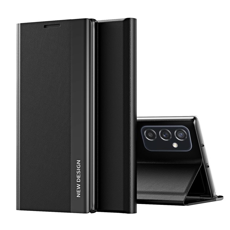 For Samsung Galaxy A73 5G Side Electroplated Magnetic Flip Leather Case with Holder
