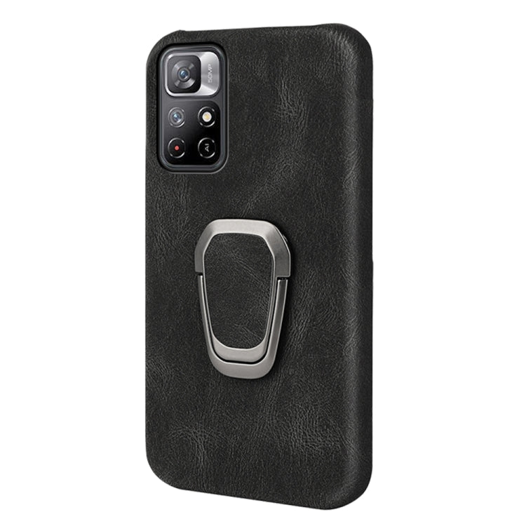 Ring Holder PU Phone Case For Xiaomi Redmi Note 11 4G