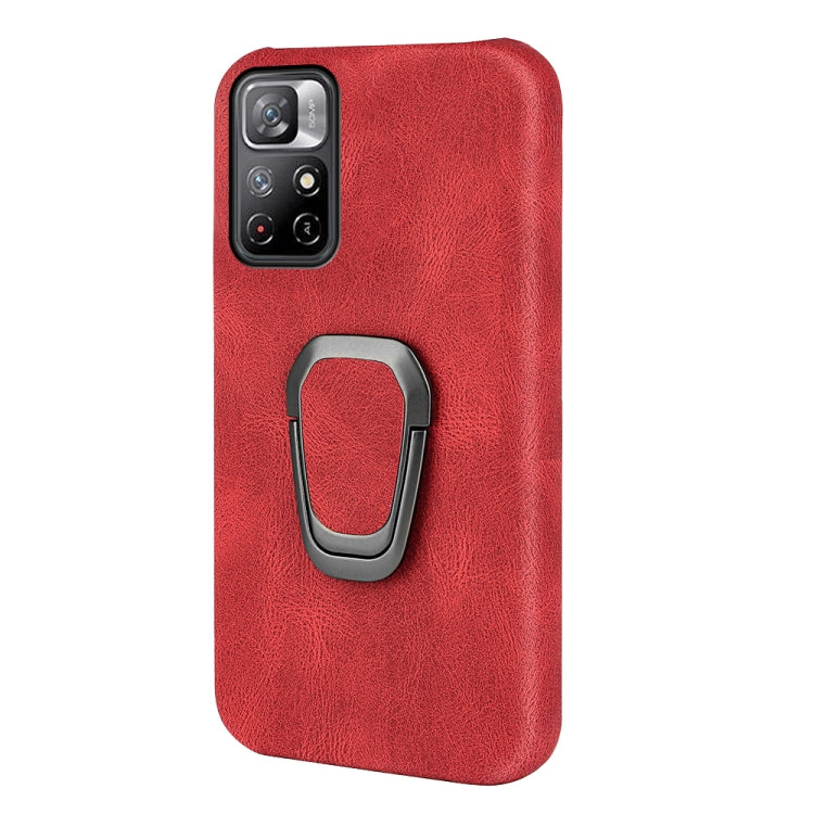 Ring Holder PU Phone Case For Xiaomi Redmi Note 11 4G