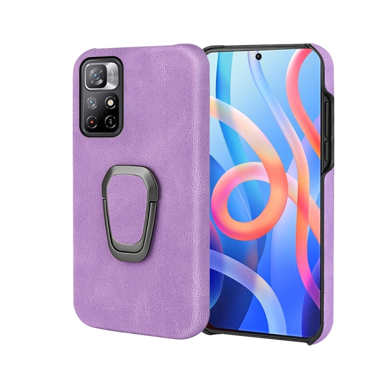 Ring Holder PU Phone Case For Xiaomi Redmi Note 11 4G