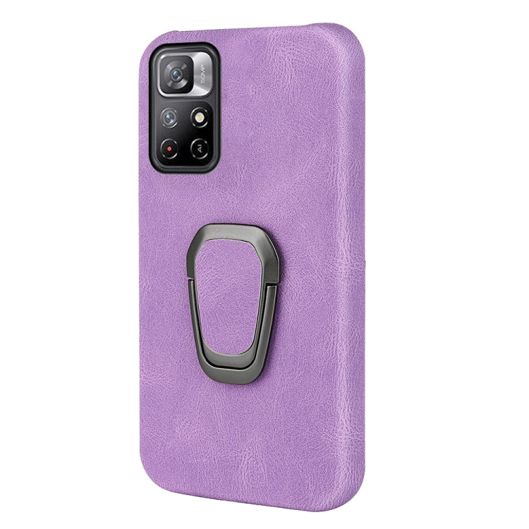 Ring Holder PU Phone Case For Xiaomi Redmi Note 11 4G