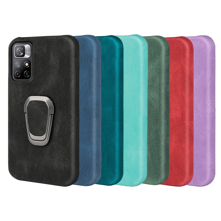 Ring Holder PU Phone Case For Xiaomi Redmi Note 11 4G
