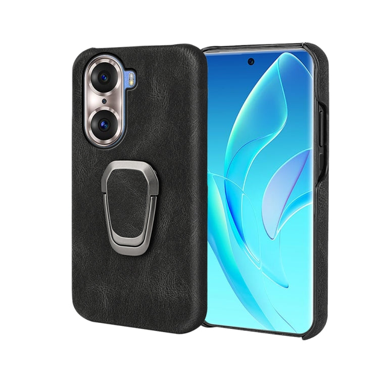 Ring Holder PU Phone Case For Honor 60 Pro