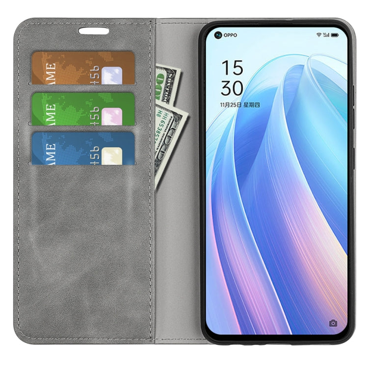 For OPPO Reno 7 5G Retro-skin Magnetic Suction Leather Phone Case