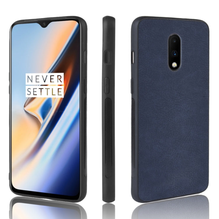 Shockproof Sheep Skin PC + PU + TPU Case for OnePlus 7(Blue)