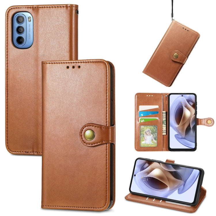 For Motorola Moto G31 Solid Color Leather Buckle Phone Case