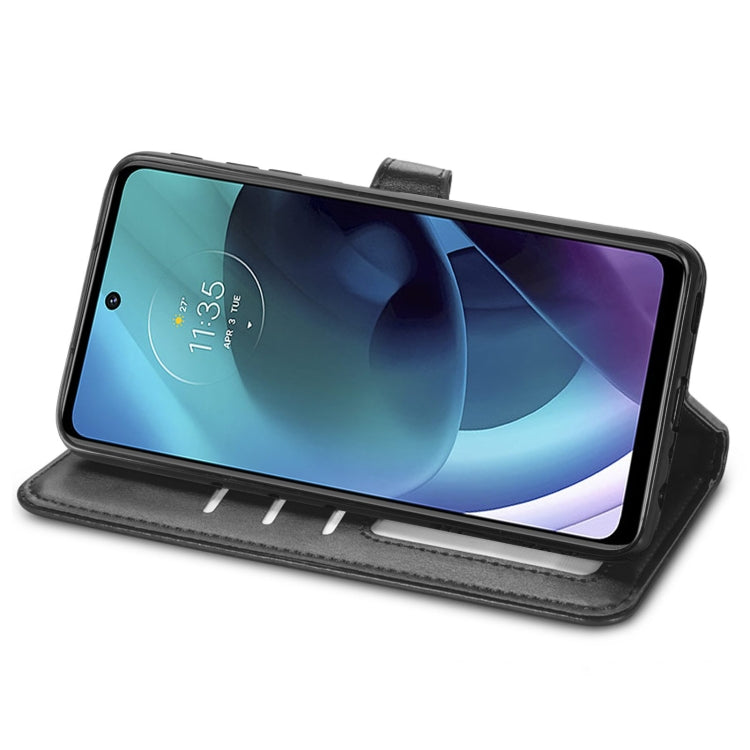 For Motorola Moto G51 Solid Color Leather Buckle Phone Case