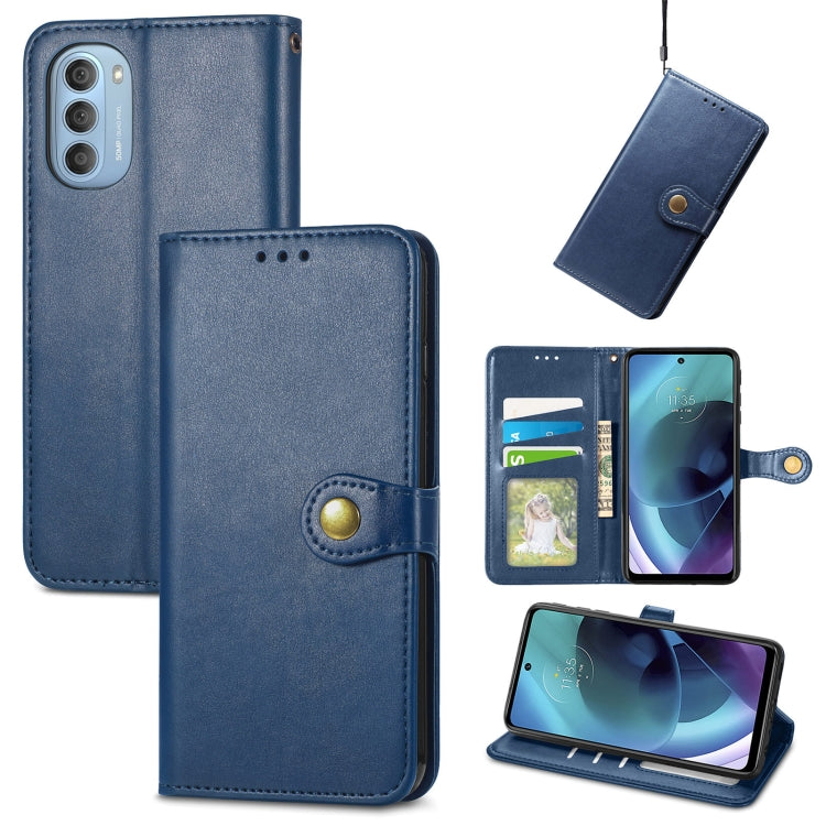 For Motorola Moto G51 Solid Color Leather Buckle Phone Case