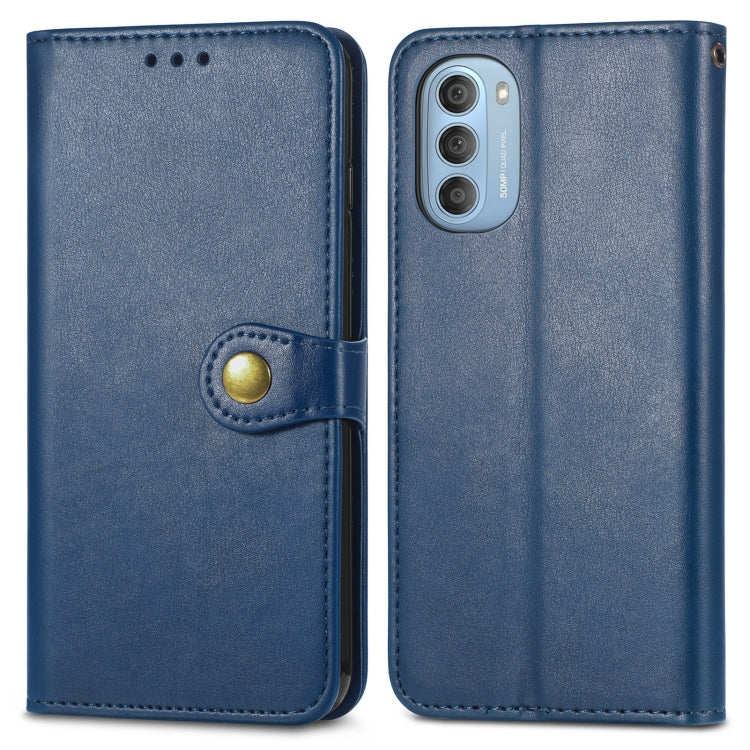 For Motorola Moto G51 Solid Color Leather Buckle Phone Case