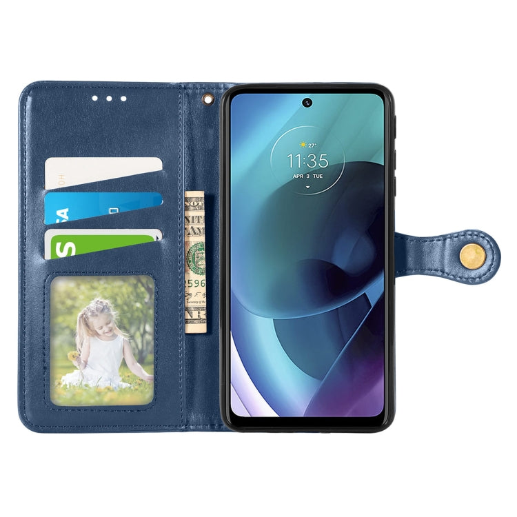 For Motorola Moto G51 Solid Color Leather Buckle Phone Case