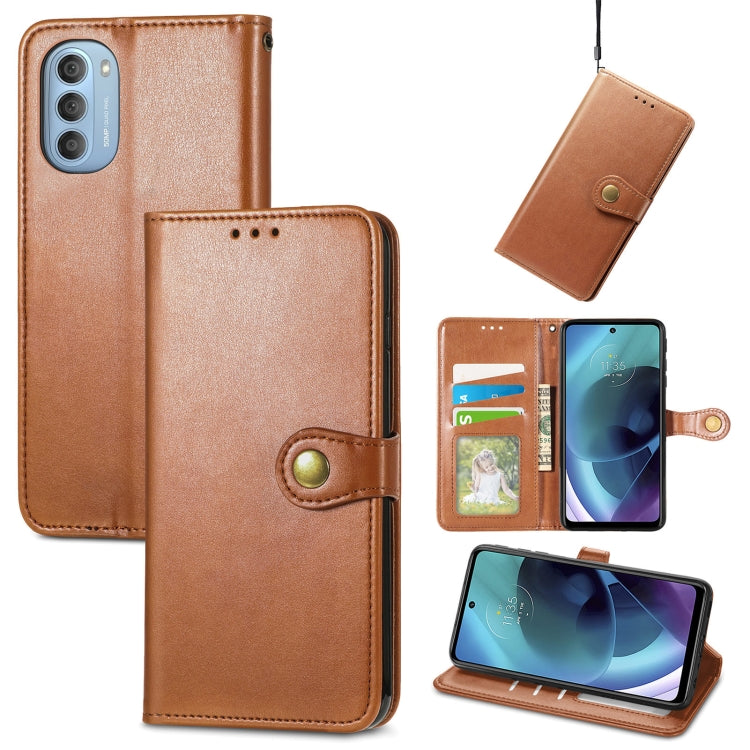 For Motorola Moto G51 Solid Color Leather Buckle Phone Case