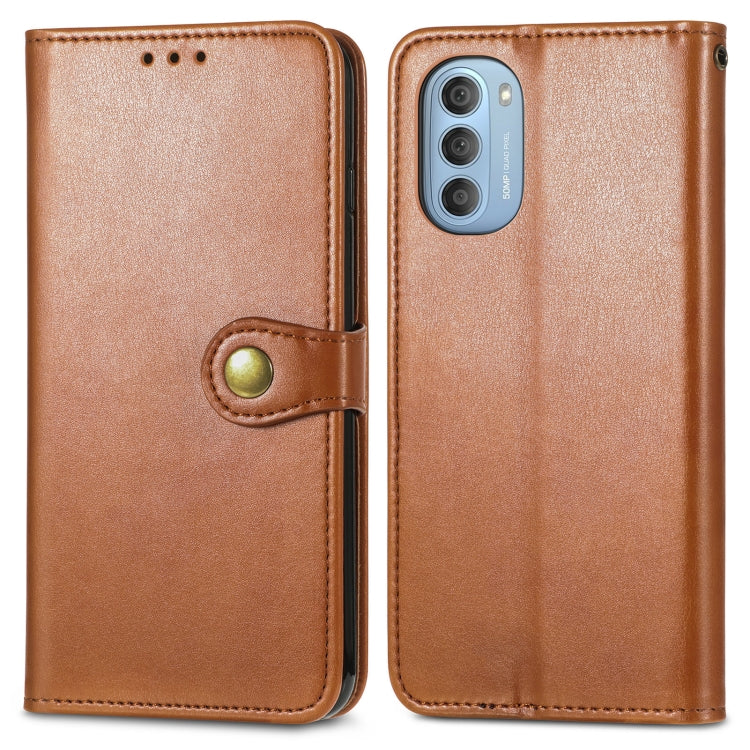 For Motorola Moto G51 Solid Color Leather Buckle Phone Case