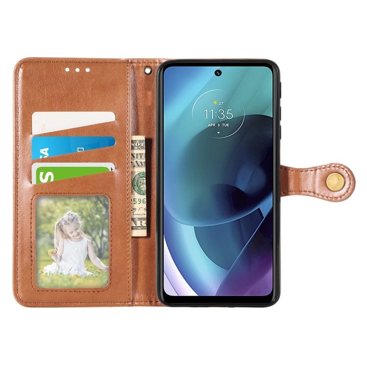For Motorola Moto G51 Solid Color Leather Buckle Phone Case