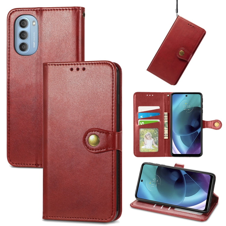 For Motorola Moto G51 Solid Color Leather Buckle Phone Case