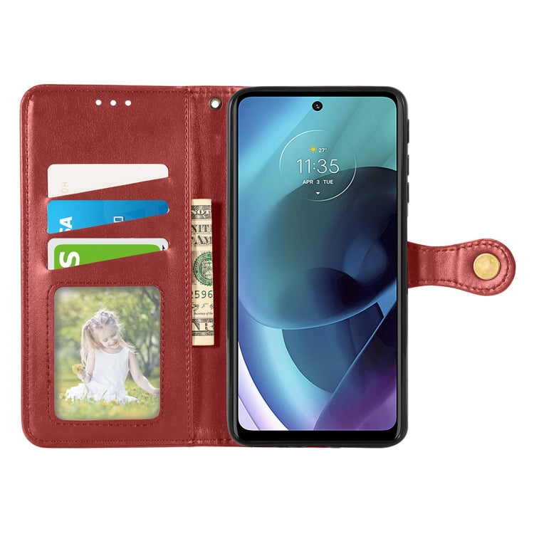 For Motorola Moto G51 Solid Color Leather Buckle Phone Case