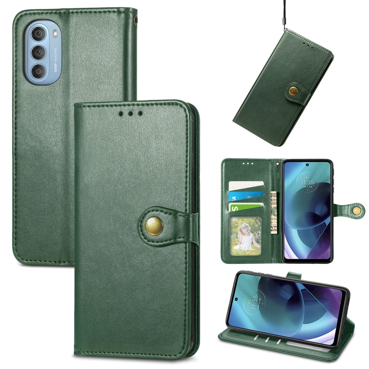 For Motorola Moto G51 Solid Color Leather Buckle Phone Case