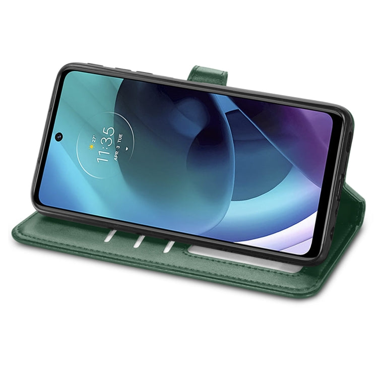 For Motorola Moto G51 Solid Color Leather Buckle Phone Case