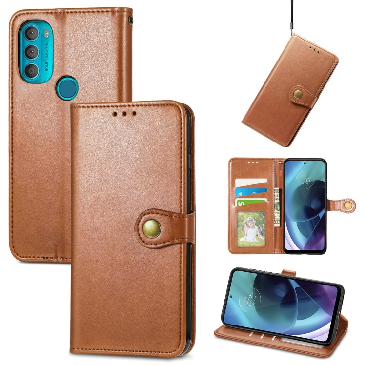 For Motorola Moto G71 5G Solid Color Leather Buckle Phone Case