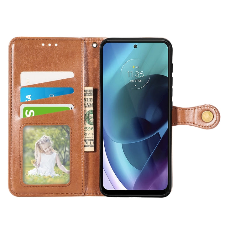 For Motorola Moto G71 5G Solid Color Leather Buckle Phone Case