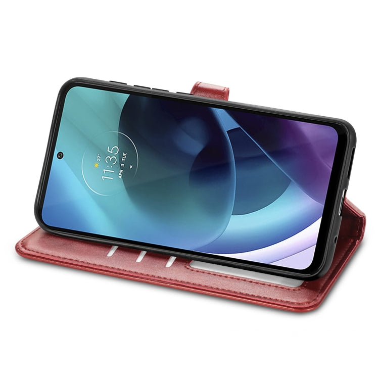 For Motorola Moto G71 5G Solid Color Leather Buckle Phone Case