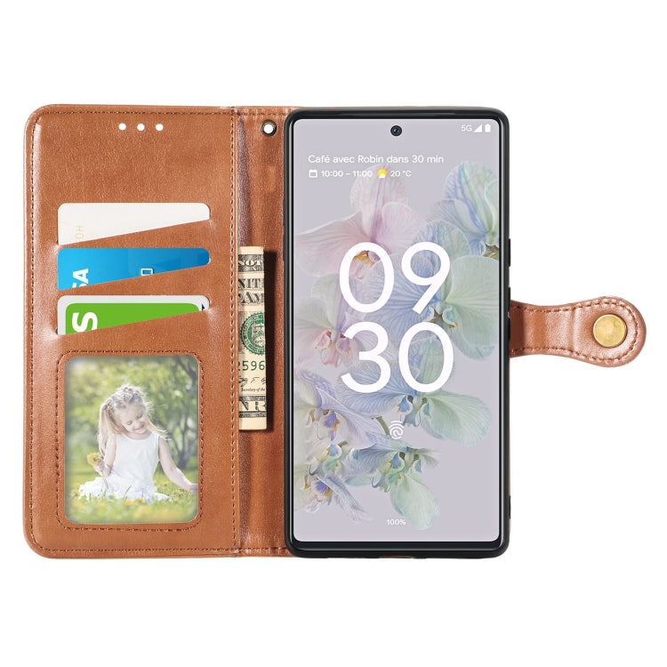 For Google Pixel 6a Solid Color Leather Buckle Phone Case