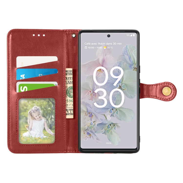 For Google Pixel 6a Solid Color Leather Buckle Phone Case