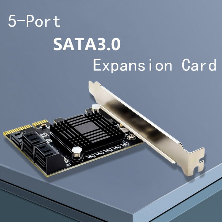 5 Ports SATA 3.0 to PCIe Chip 4X Gen 3 Expansion Card with Heatsink