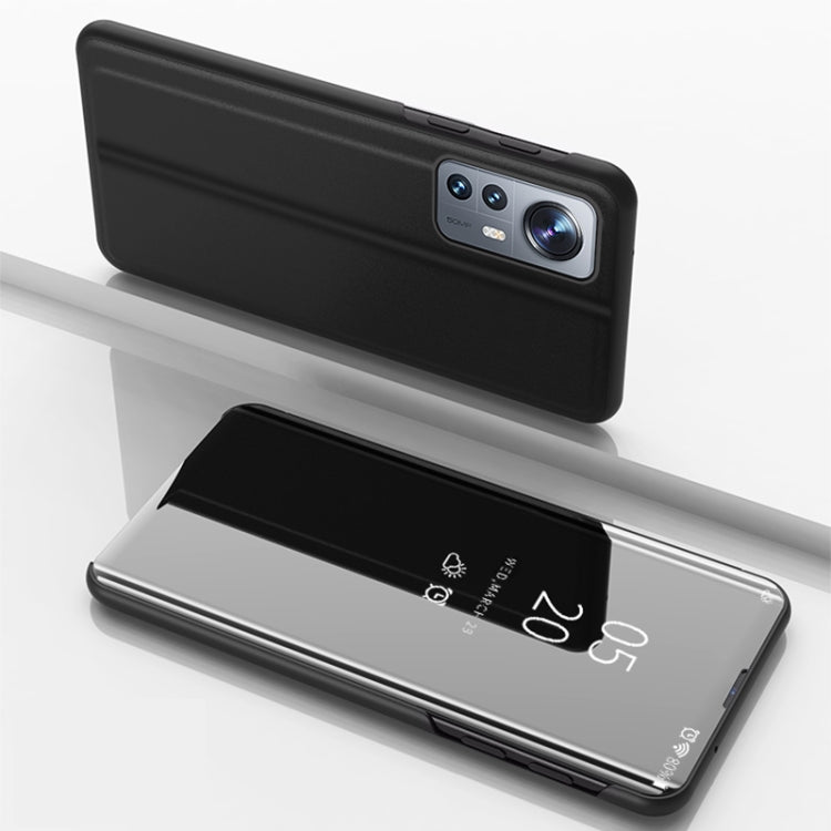 For Xiaomi 12 Pro Plated Mirror Horizontal Flip Leather Case with Holder
