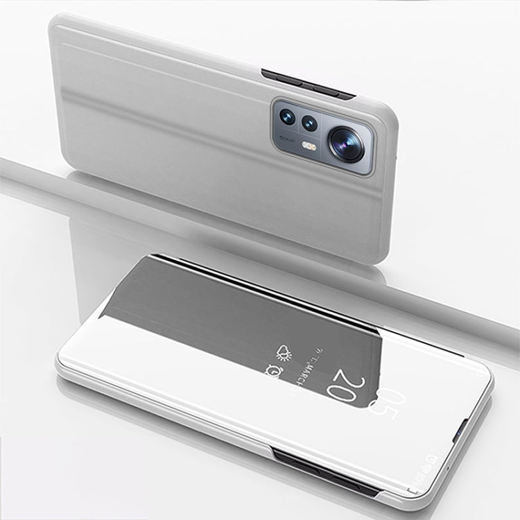 For Xiaomi 12 Pro Plated Mirror Horizontal Flip Leather Case with Holder