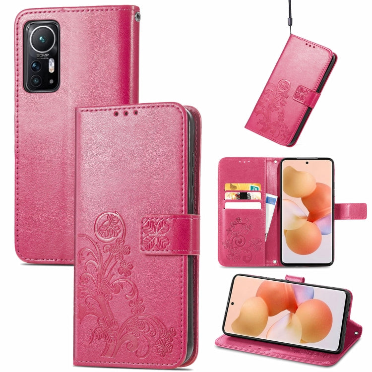 For Xiaomi 12 Four-leaf Clasp Embossed Leather Phone Case