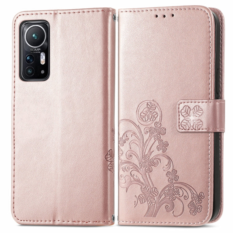 For Xiaomi 12 Four-leaf Clasp Embossed Leather Phone Case
