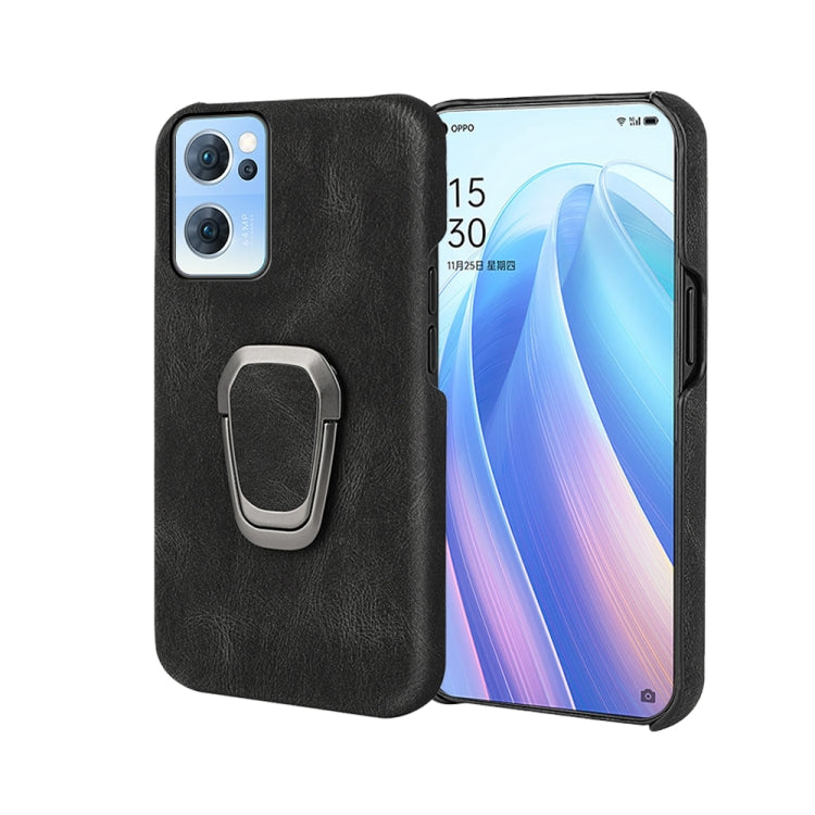 Ring Holder PU Phone Case For OPPO Reno7 5G