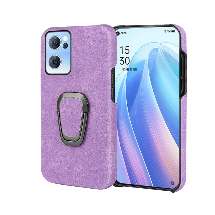 Ring Holder PU Phone Case For OPPO Reno7 5G