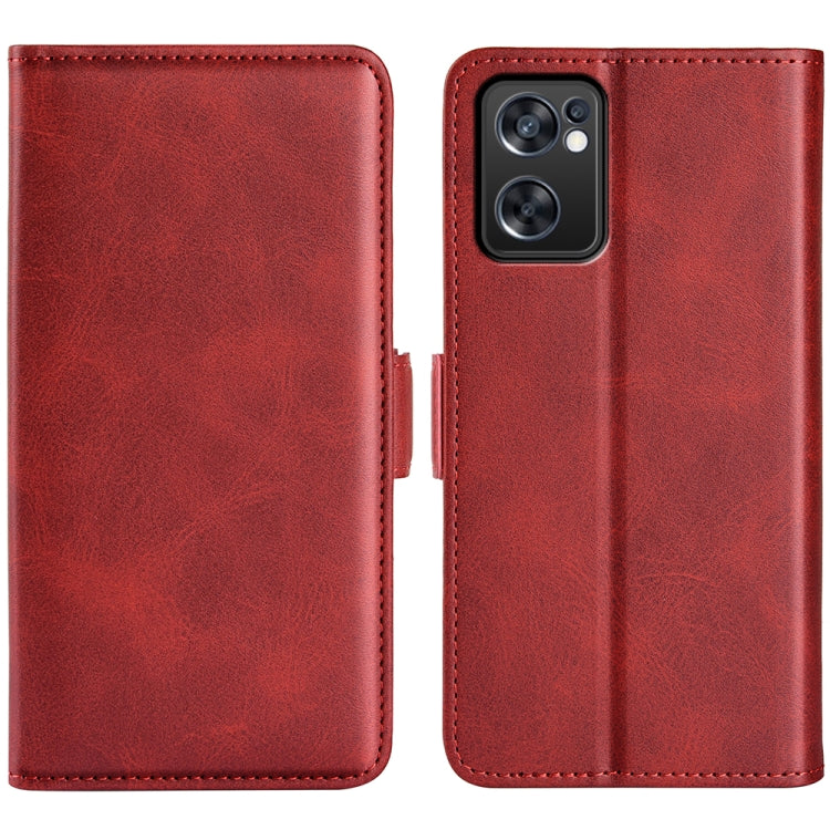 For OPPO Reno7 SE 5G Dual-side Magnetic Buckle Leather Case