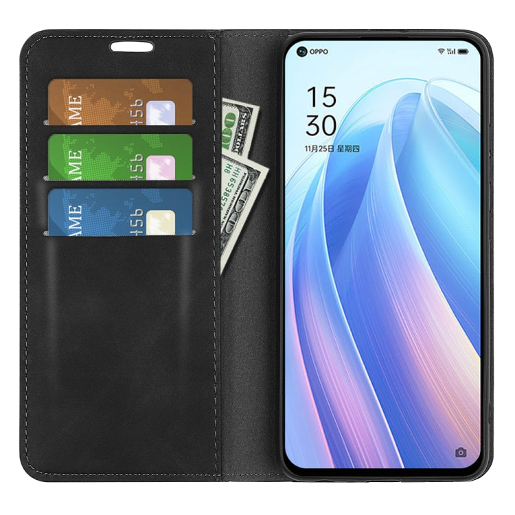 For OPPO Reno7 SE 5G Retro-skin Magnetic Suction Leather Case