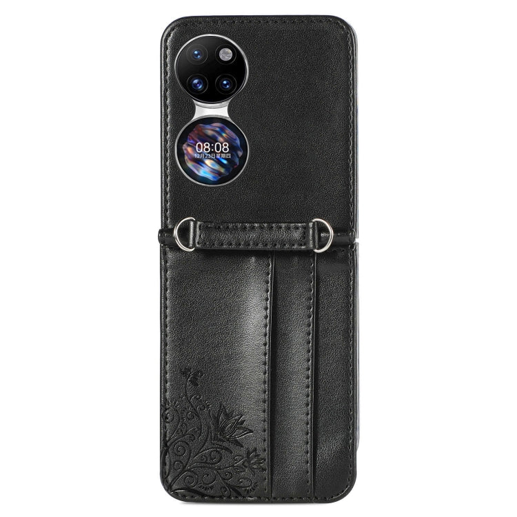 For Huawei P50 Pocket Diagonal Embossed Card Folding Phone Case