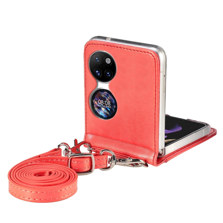 For Huawei P50 Pocket Diagonal Embossed Card Folding Phone Case