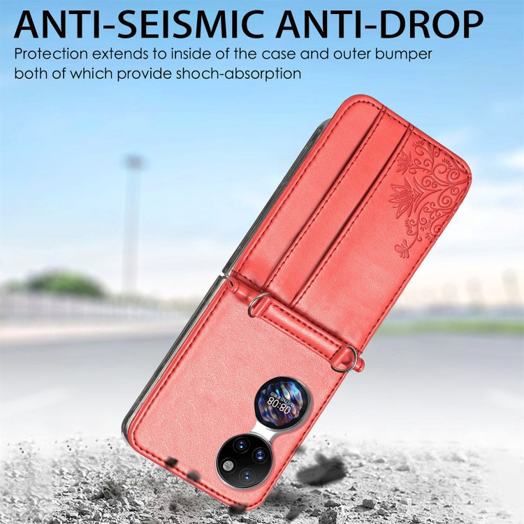 For Huawei P50 Pocket Diagonal Embossed Card Folding Phone Case