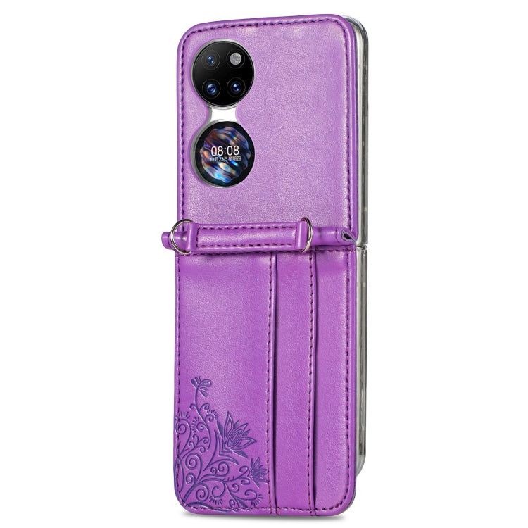 For Huawei P50 Pocket Diagonal Embossed Card Folding Phone Case