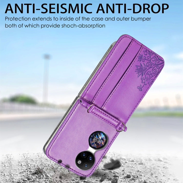 For Huawei P50 Pocket Diagonal Embossed Card Folding Phone Case