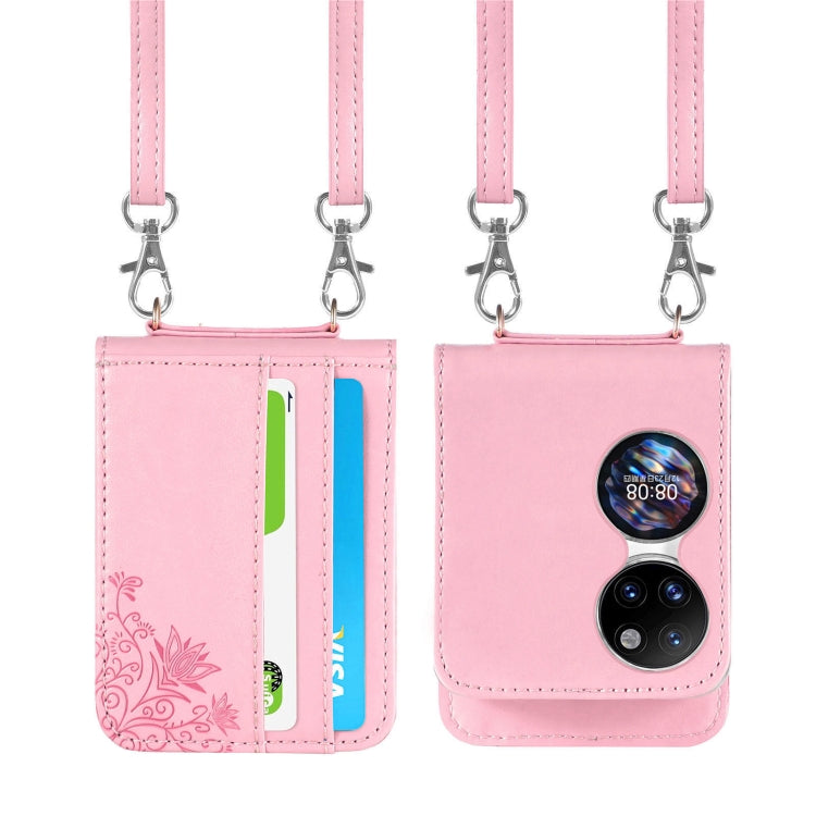 For Huawei P50 Pocket Diagonal Embossed Card Folding Phone Case