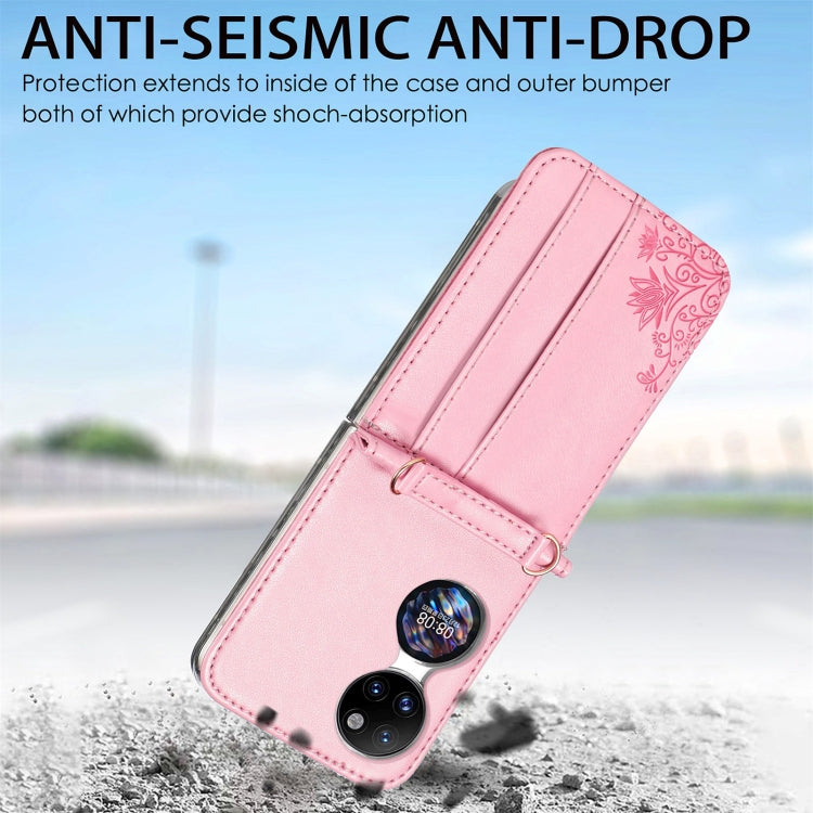 For Huawei P50 Pocket Diagonal Embossed Card Folding Phone Case