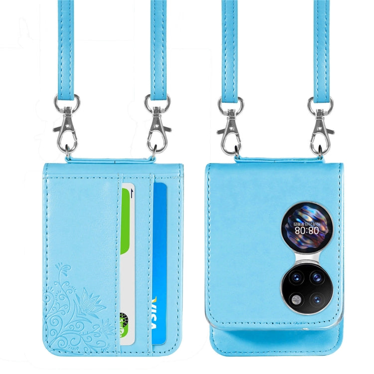 For Huawei P50 Pocket Diagonal Embossed Card Folding Phone Case