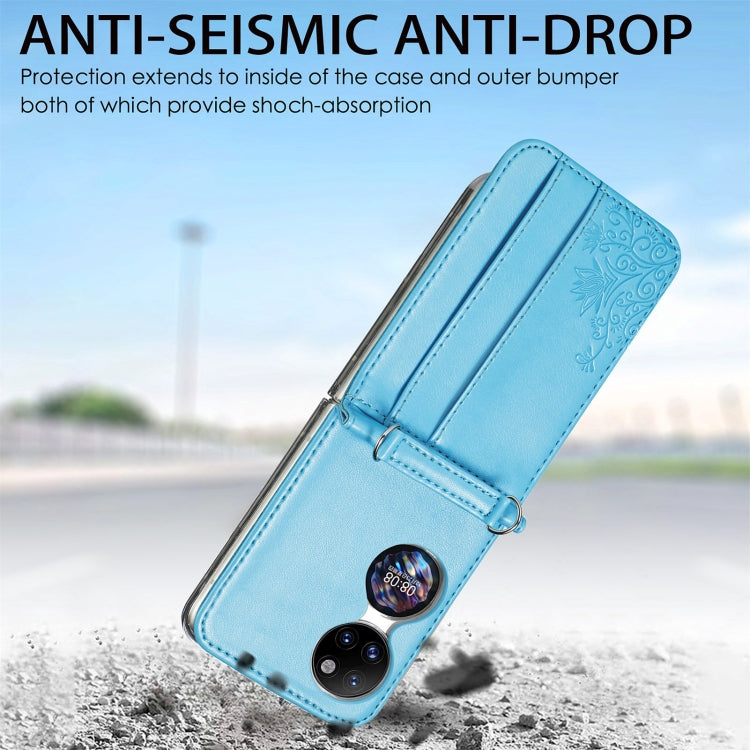 For Huawei P50 Pocket Diagonal Embossed Card Folding Phone Case