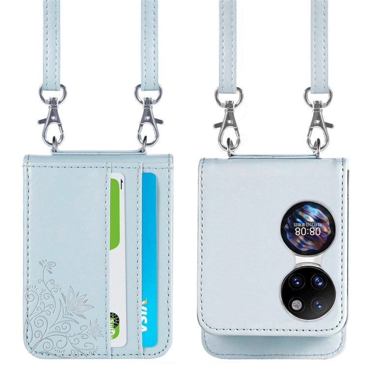 For Huawei P50 Pocket Diagonal Embossed Card Folding Phone Case