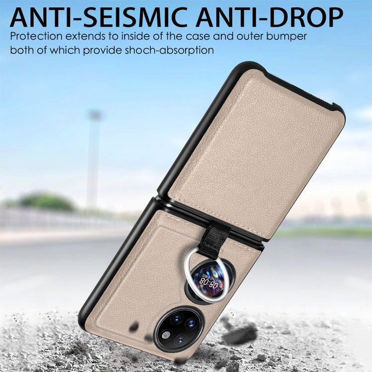 For Huawei P50 Pocket Litchi Pattern Ring Buckle Folding Phone Case