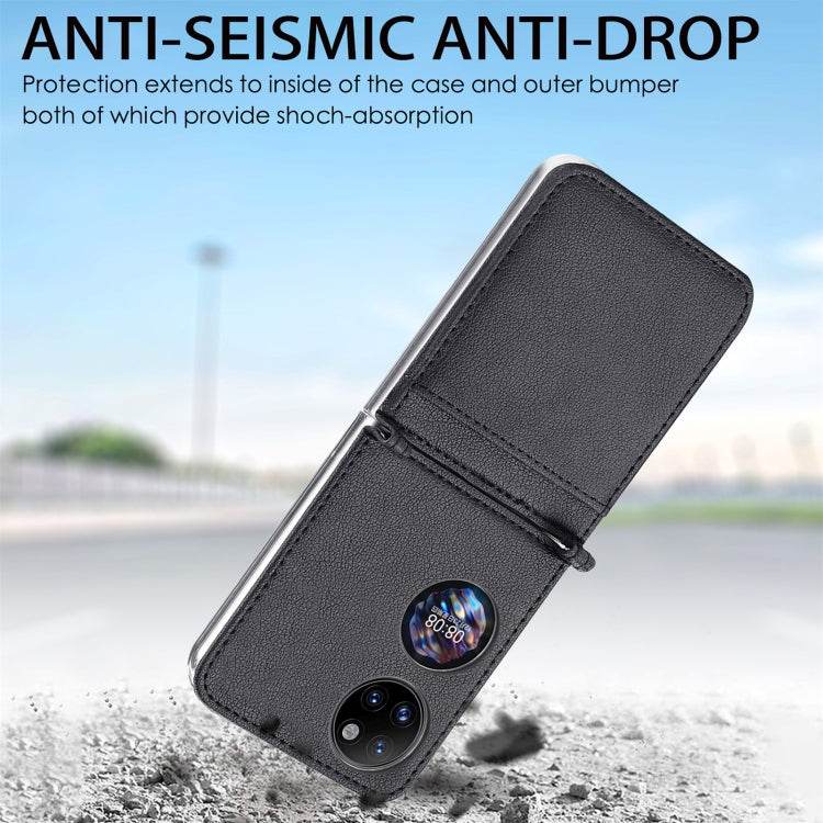 For Huawei P50 Pocket Litchi Pattern Card Folding Phone Case