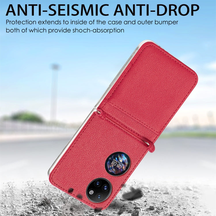 For Huawei P50 Pocket Litchi Pattern Card Folding Phone Case