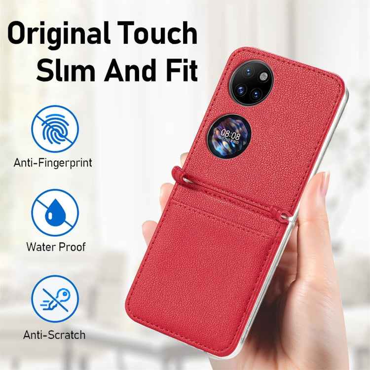 For Huawei P50 Pocket Litchi Pattern Card Folding Phone Case