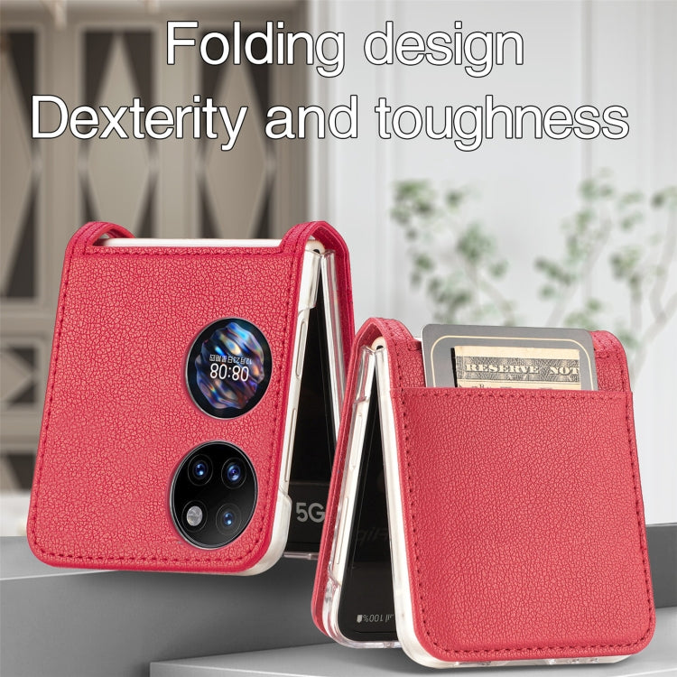 For Huawei P50 Pocket Litchi Pattern Card Folding Phone Case